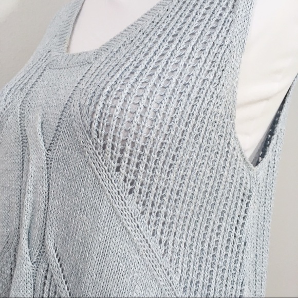 CAbi Seaspray Light Blue Silk Blend Knit Vest #197 - Picture 6 of 8